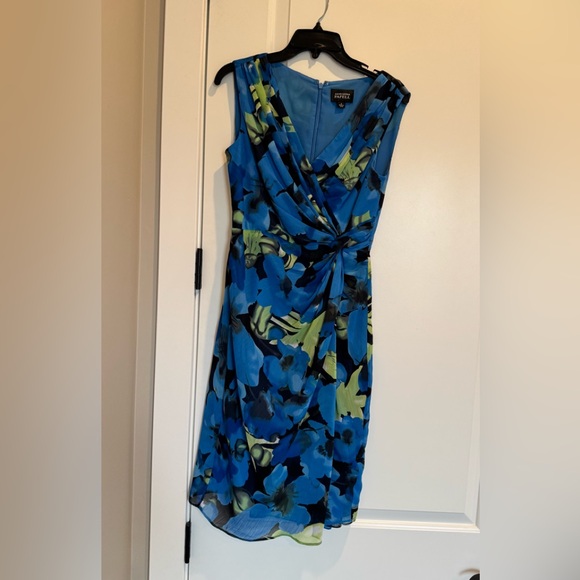 Adrianna Papell Blue and Green Floral Midi Dress - Picture 1 of 3